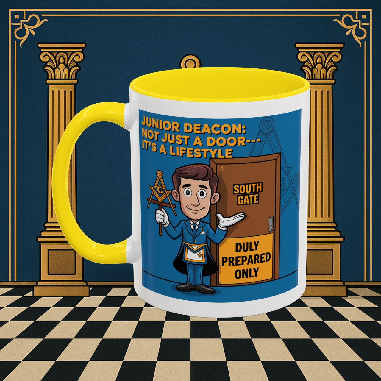 Premium Ready to Go Freemason Design | Gateway to Brotherhood: Masonic Junior Deacon's Journey, Junior Deacon - Masonic Mugs