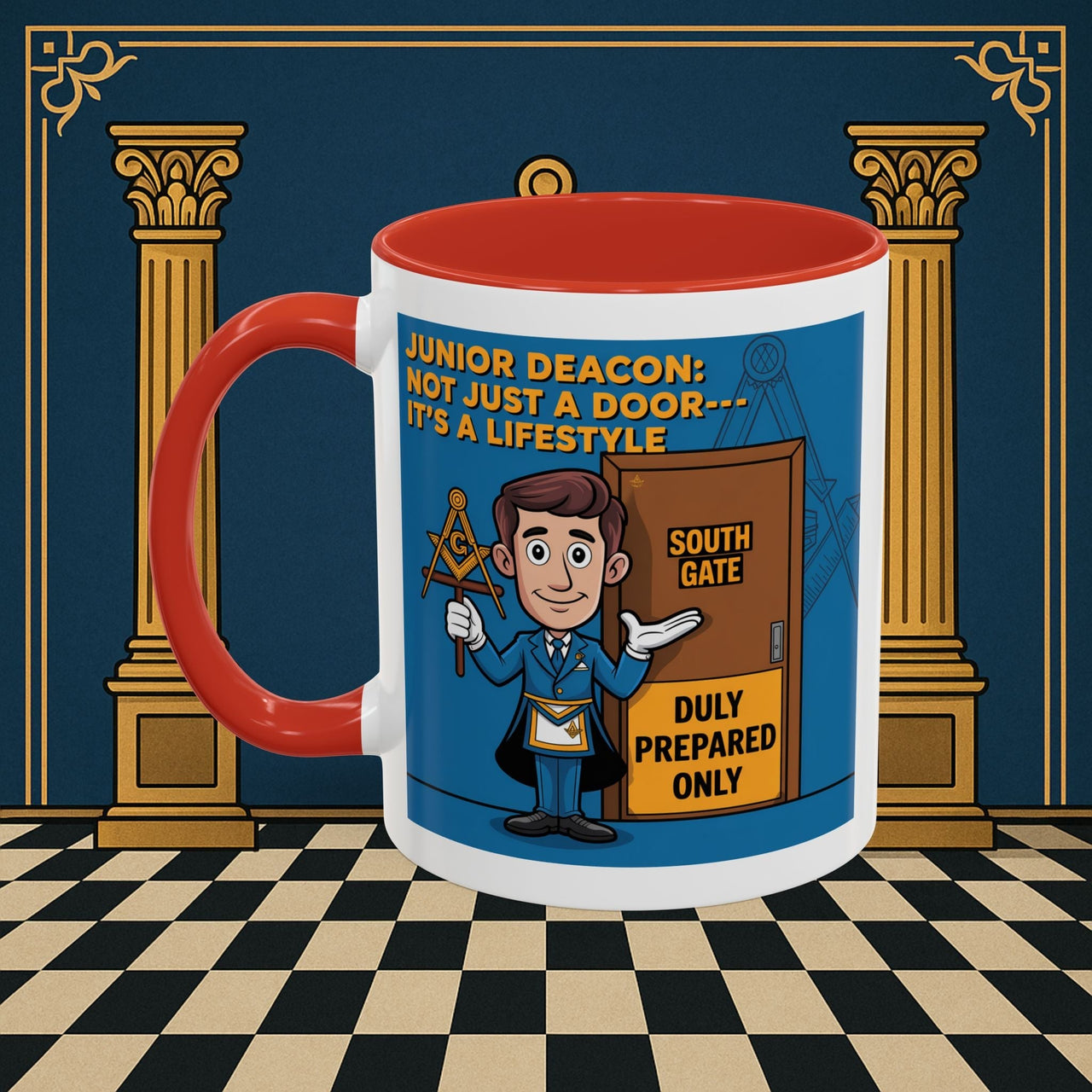 Premium Ready to Go Freemason Design | Gateway to Brotherhood: Masonic Junior Deacon's Journey, Junior Deacon - Masonic Mugs