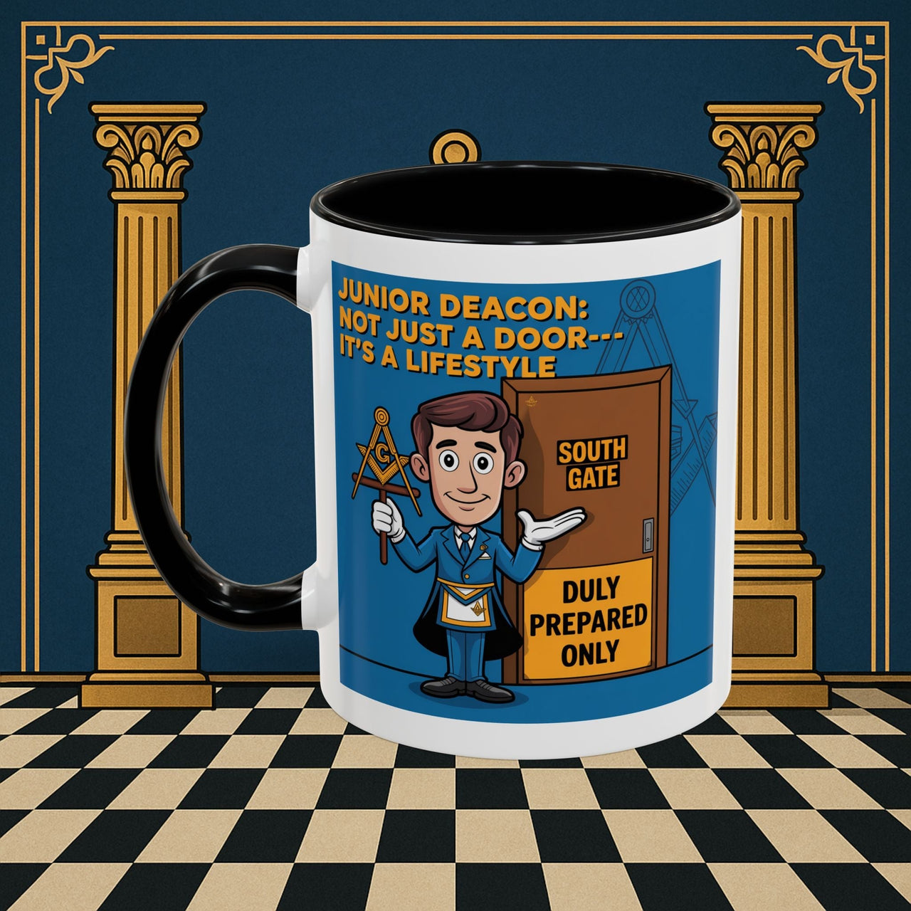 Premium Ready to Go Freemason Design | Gateway to Brotherhood: Masonic Junior Deacon's Journey, Junior Deacon - Masonic Mugs