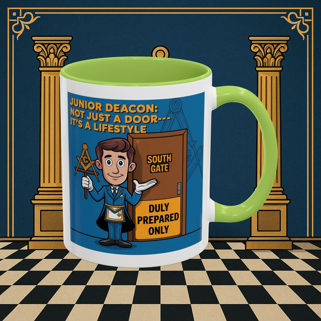 Premium Ready to Go Freemason Design | Gateway to Brotherhood: Masonic Junior Deacon's Journey, Junior Deacon - Masonic Mugs
