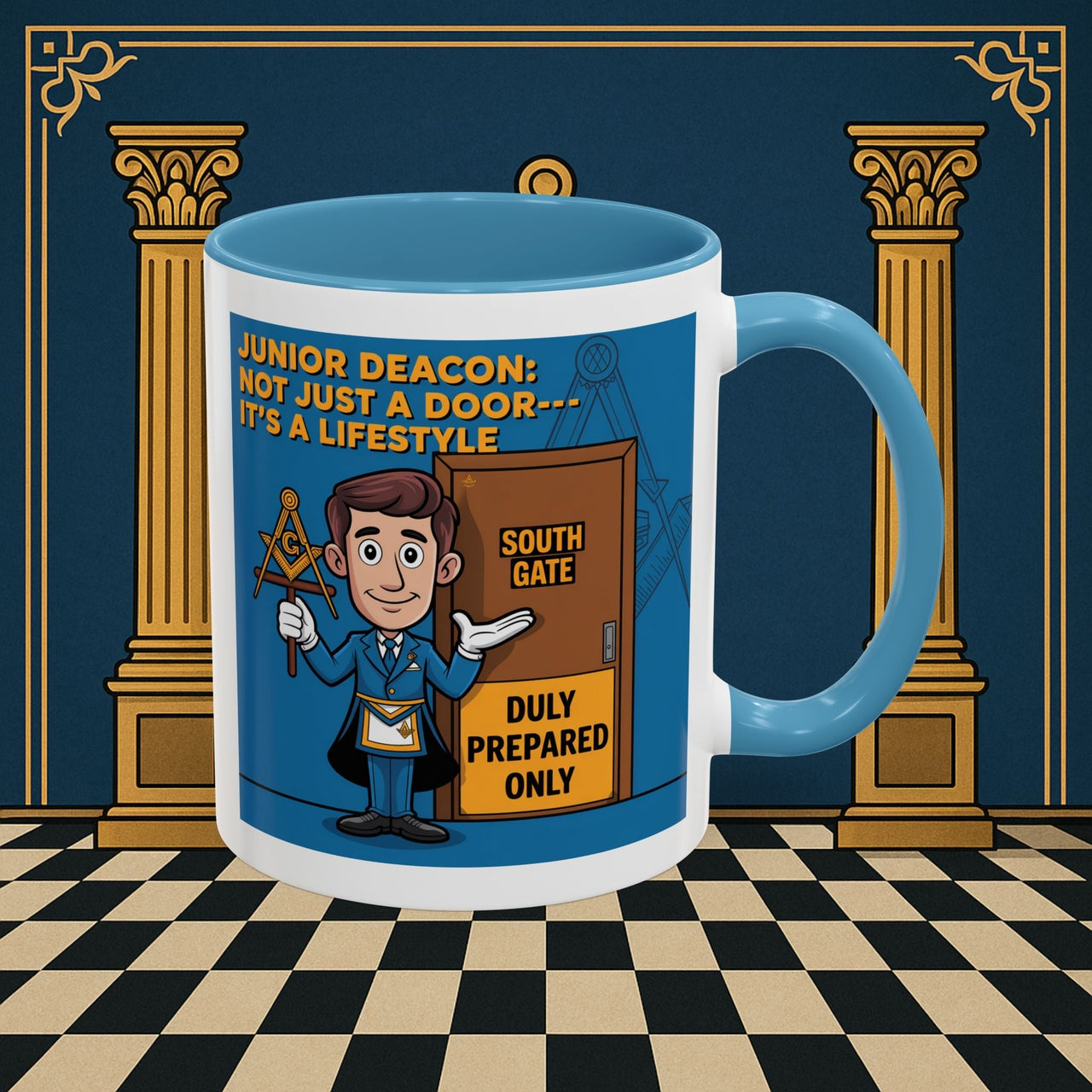 Premium Ready to Go Freemason Design | Gateway to Brotherhood: Masonic Junior Deacon's Journey, Junior Deacon - Masonic Mugs