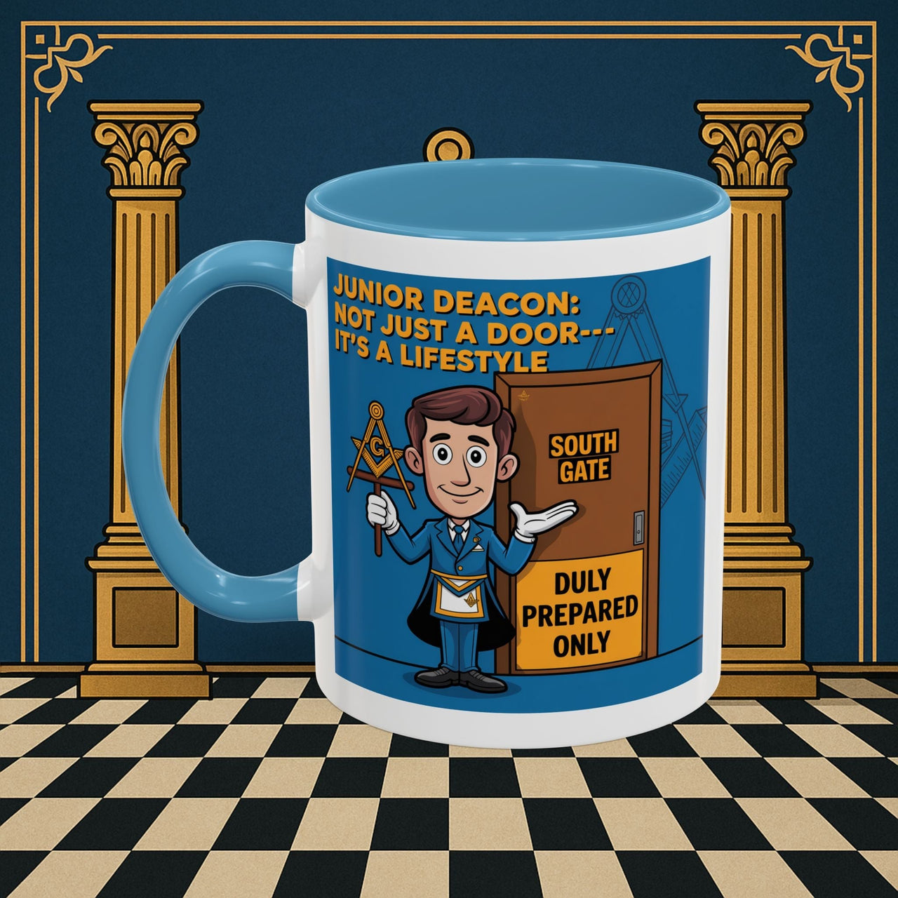 Premium Ready to Go Freemason Design | Gateway to Brotherhood: Masonic Junior Deacon's Journey, Junior Deacon - Masonic Mugs