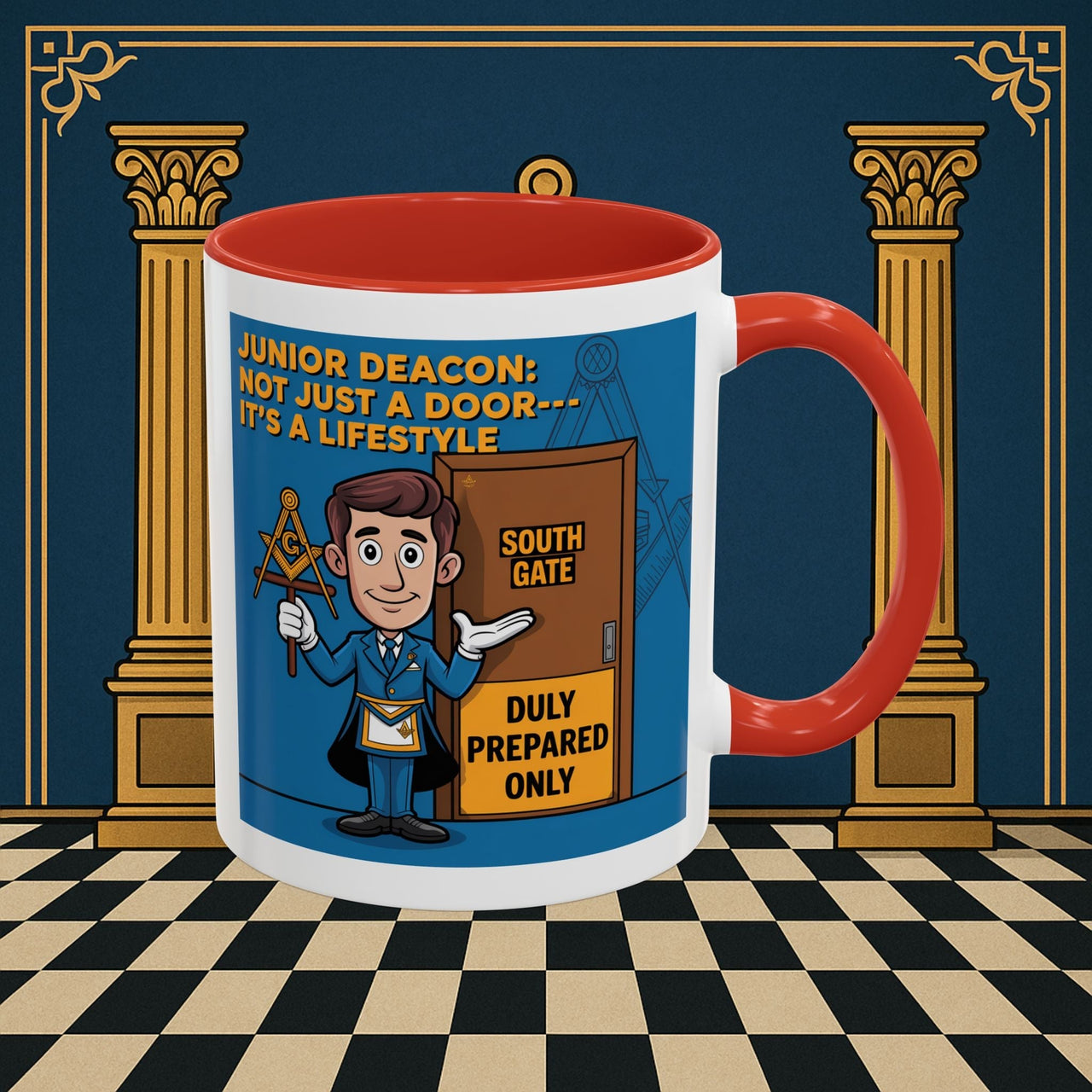 Premium Ready to Go Freemason Design | Gateway to Brotherhood: Masonic Junior Deacon's Journey, Junior Deacon - Masonic Mugs