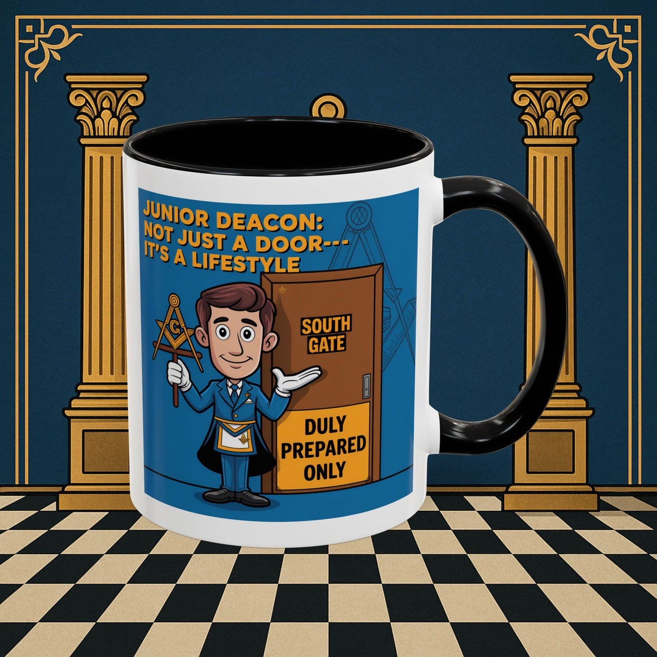 Premium Ready to Go Freemason Design | Gateway to Brotherhood: Masonic Junior Deacon's Journey, Junior Deacon - Masonic Mugs