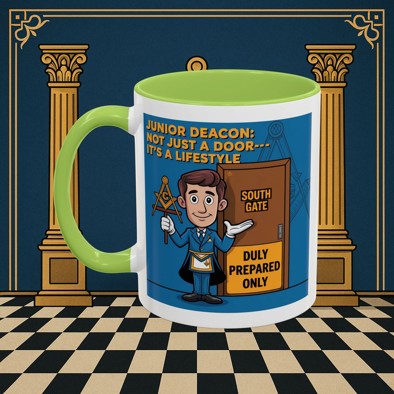 Premium Ready to Go Freemason Design | Gateway to Brotherhood: Masonic Junior Deacon's Journey, Junior Deacon - Masonic Mugs