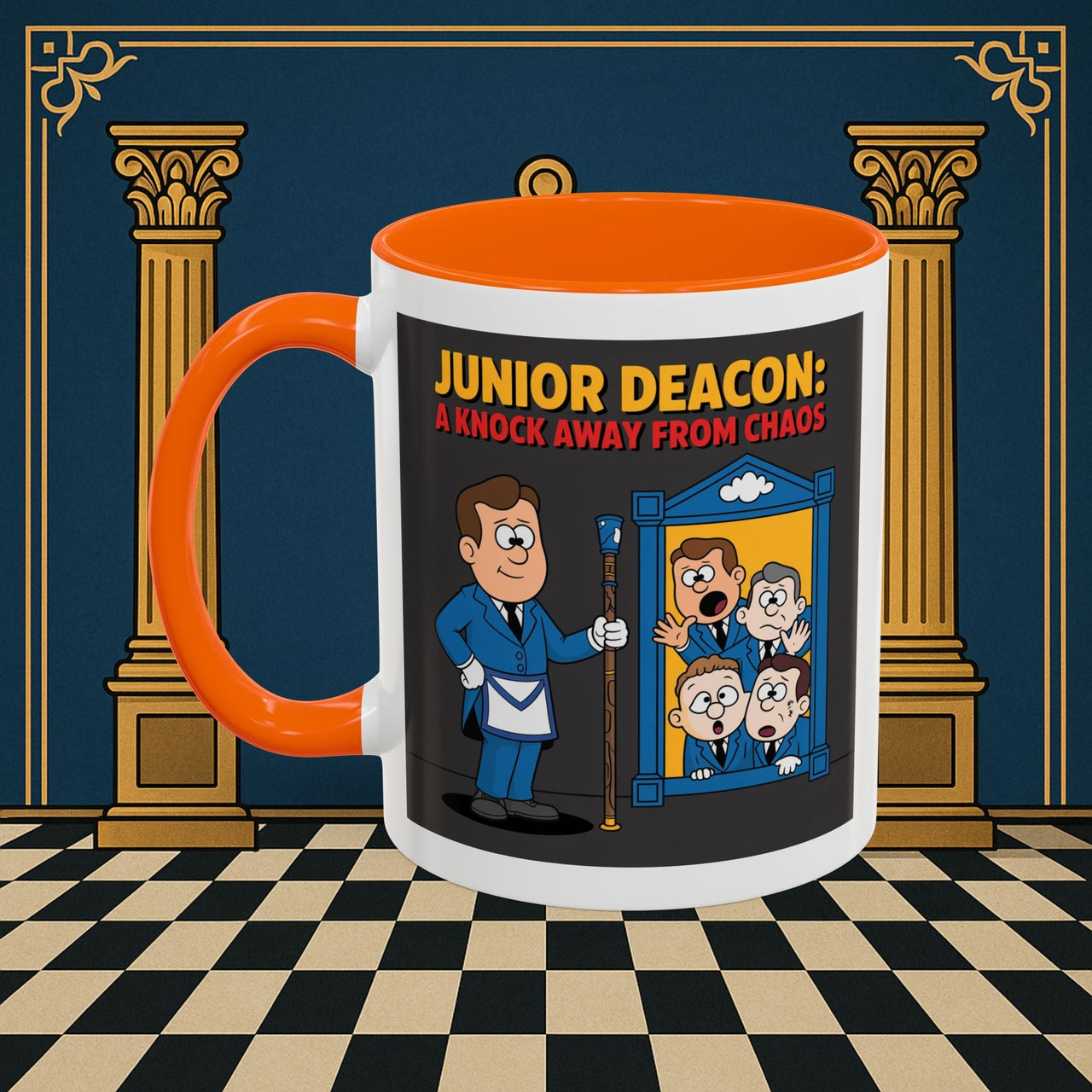 Premium Ready to Go Freemason Design | Junior Deacon: A Fraternal Threshold of Order, Visual Satire in Institutional Hierarchy | Junior Deacon - Masonic Mugs