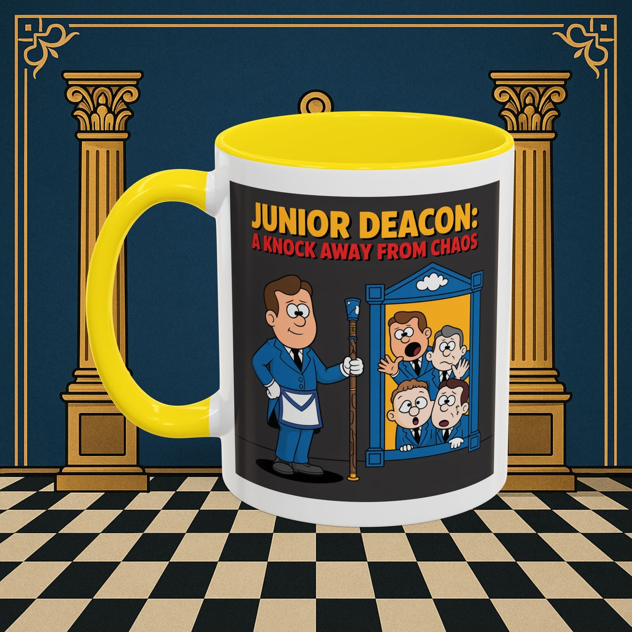 Premium Ready to Go Freemason Design | Junior Deacon: A Fraternal Threshold of Order, Visual Satire in Institutional Hierarchy | Junior Deacon - Masonic Mugs
