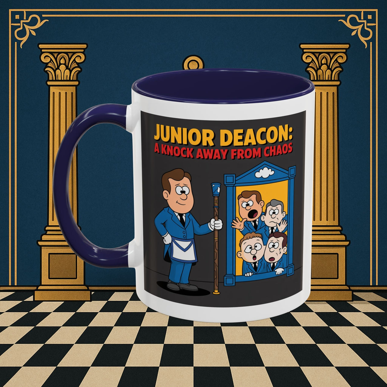 Premium Ready to Go Freemason Design | Junior Deacon: A Fraternal Threshold of Order, Visual Satire in Institutional Hierarchy | Junior Deacon - Masonic Mugs