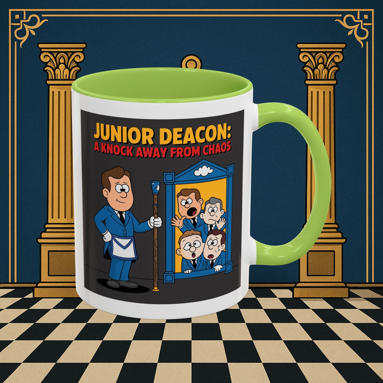 Premium Ready to Go Freemason Design | Junior Deacon: A Fraternal Threshold of Order, Visual Satire in Institutional Hierarchy | Junior Deacon - Masonic Mugs