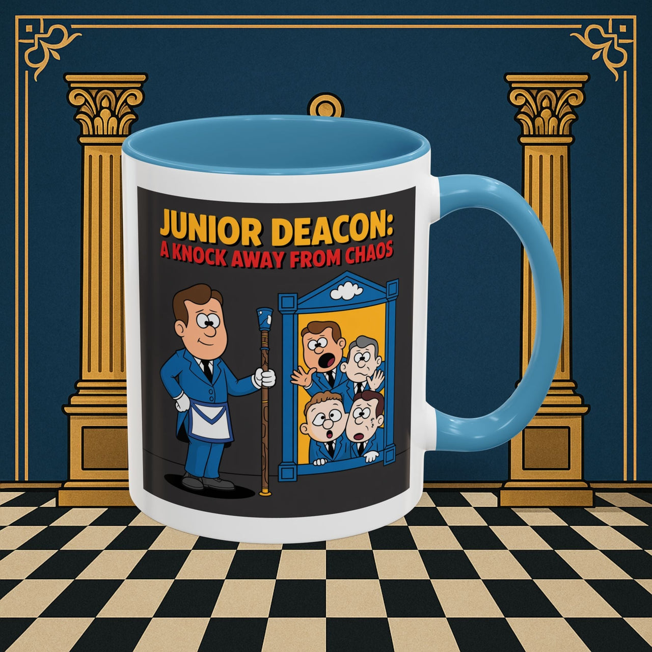 Premium Ready to Go Freemason Design | Junior Deacon: A Fraternal Threshold of Order, Visual Satire in Institutional Hierarchy | Junior Deacon - Masonic Mugs