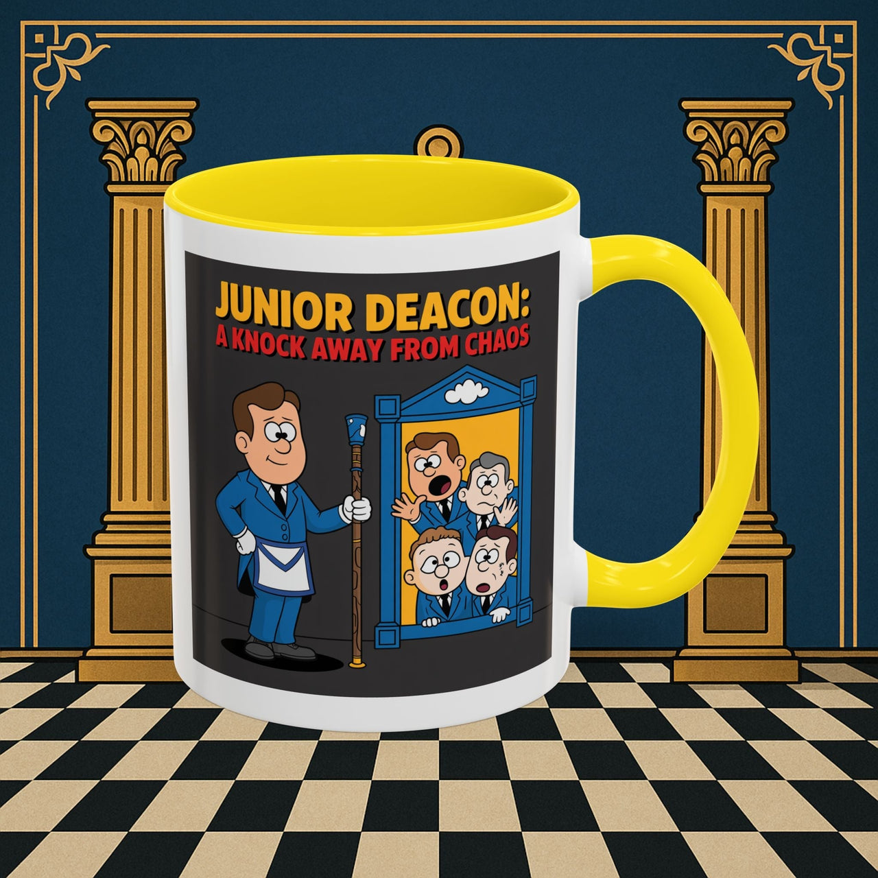 Premium Ready to Go Freemason Design | Junior Deacon: A Fraternal Threshold of Order, Visual Satire in Institutional Hierarchy | Junior Deacon - Masonic Mugs
