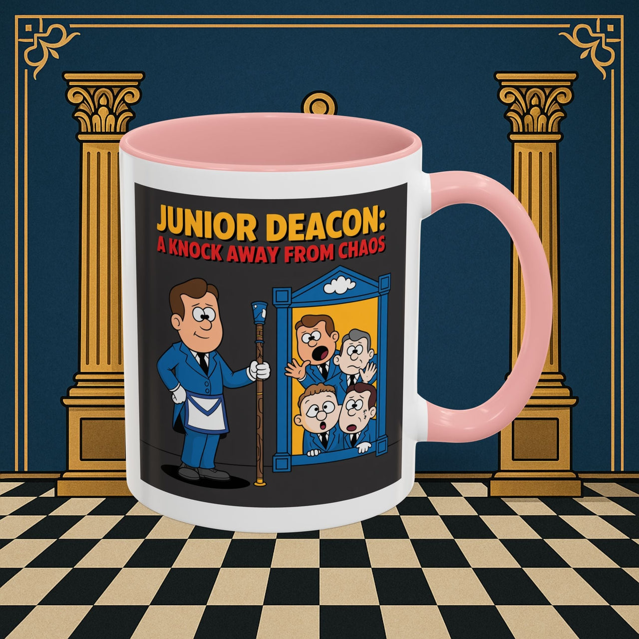 Premium Ready to Go Freemason Design | Junior Deacon: A Fraternal Threshold of Order, Visual Satire in Institutional Hierarchy | Junior Deacon - Masonic Mugs