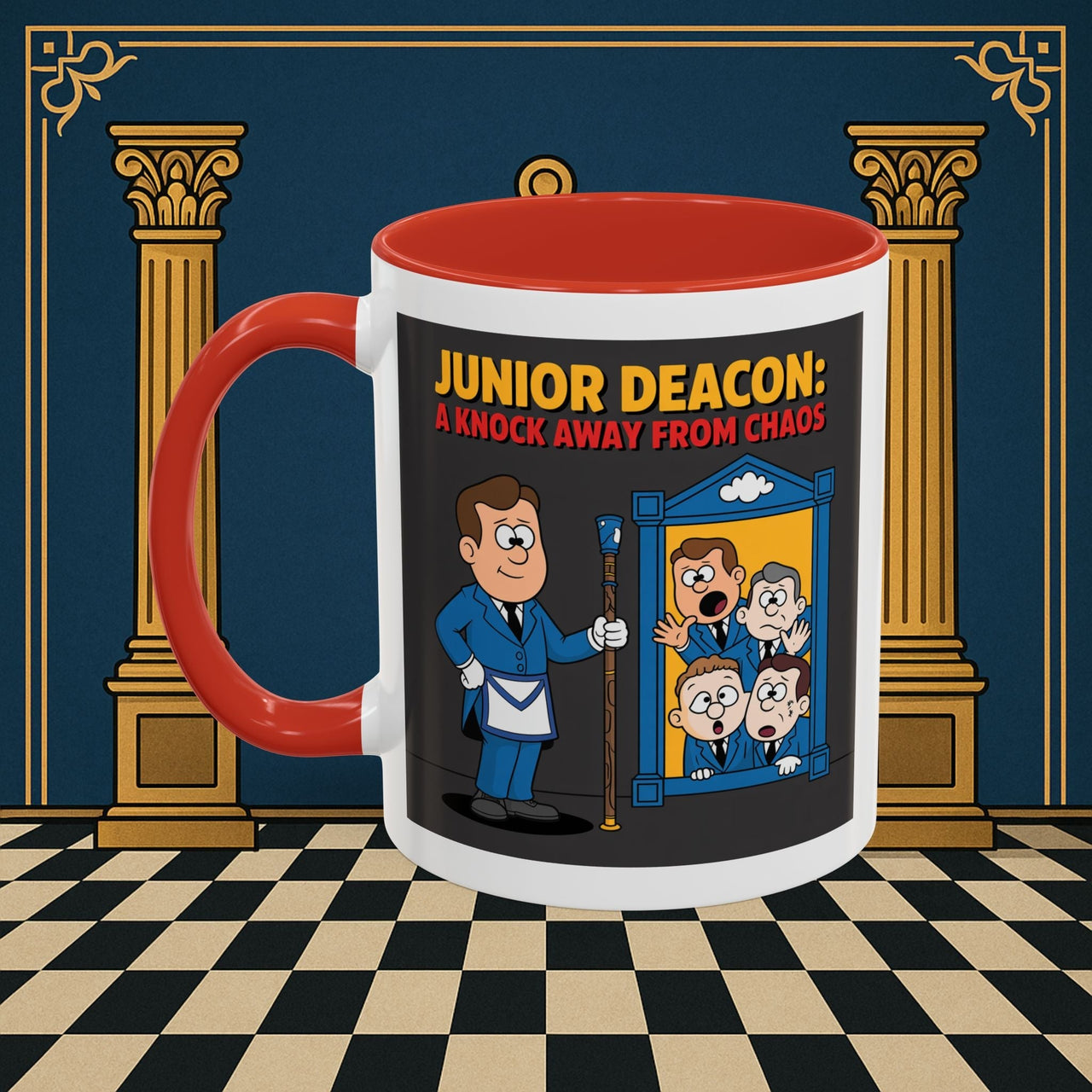 Premium Ready to Go Freemason Design | Junior Deacon: A Fraternal Threshold of Order, Visual Satire in Institutional Hierarchy | Junior Deacon - Masonic Mugs