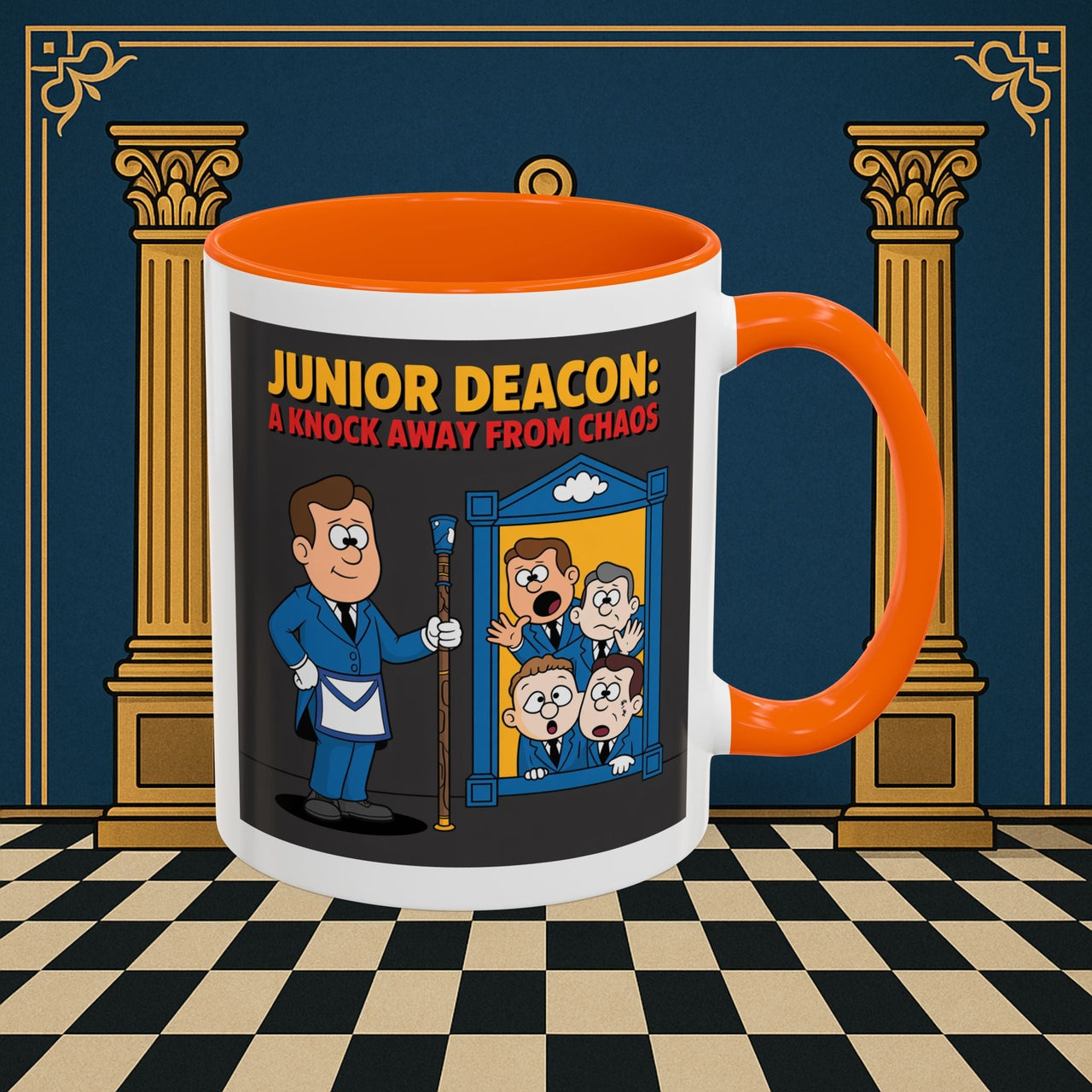 Premium Ready to Go Freemason Design | Junior Deacon: A Fraternal Threshold of Order, Visual Satire in Institutional Hierarchy | Junior Deacon - Masonic Mugs