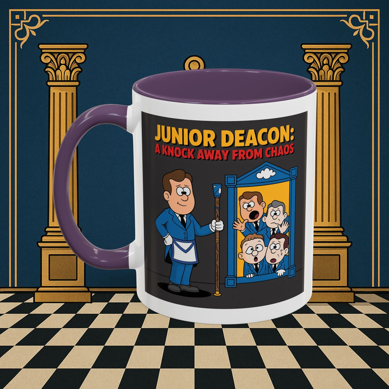 Premium Ready to Go Freemason Design | Junior Deacon: A Fraternal Threshold of Order, Visual Satire in Institutional Hierarchy | Junior Deacon - Masonic Mugs
