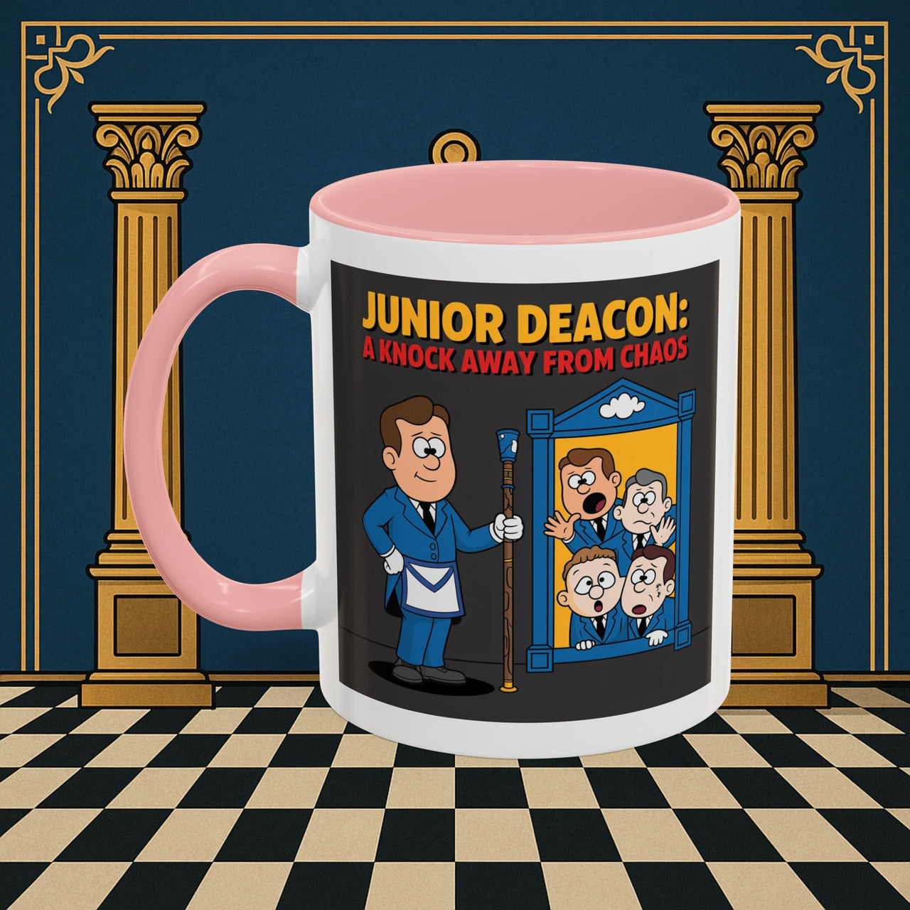 Premium Ready to Go Freemason Design | Junior Deacon: A Fraternal Threshold of Order, Visual Satire in Institutional Hierarchy | Junior Deacon - Masonic Mugs