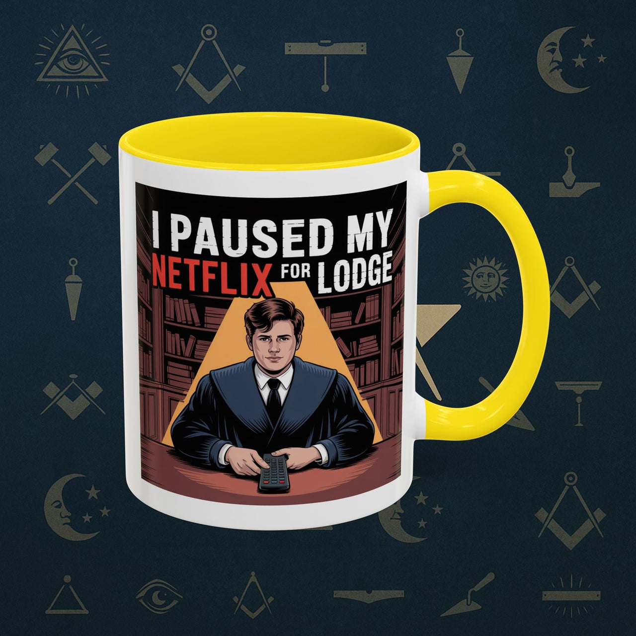 Premium Ready to Go Freemason Design Lodge Humor Coffee Mug | Perfect Gift for Masons, Netflix Lovers, Rituals, Lodge Events, Collectible Mug - Masonic Mugs