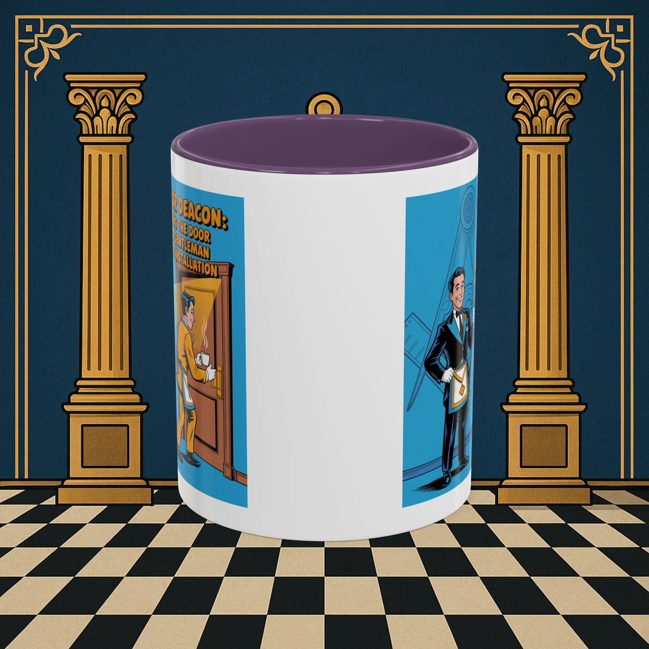 Premium Ready to Go Freemason Design | Masonic Manners: Vintage Cartoon Guide to Junior Deacon Etiquette, Junior Deacon - Masonic Mugs