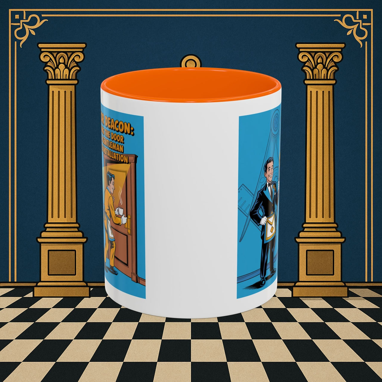 Premium Ready to Go Freemason Design | Masonic Manners: Vintage Cartoon Guide to Junior Deacon Etiquette, Junior Deacon - Masonic Mugs