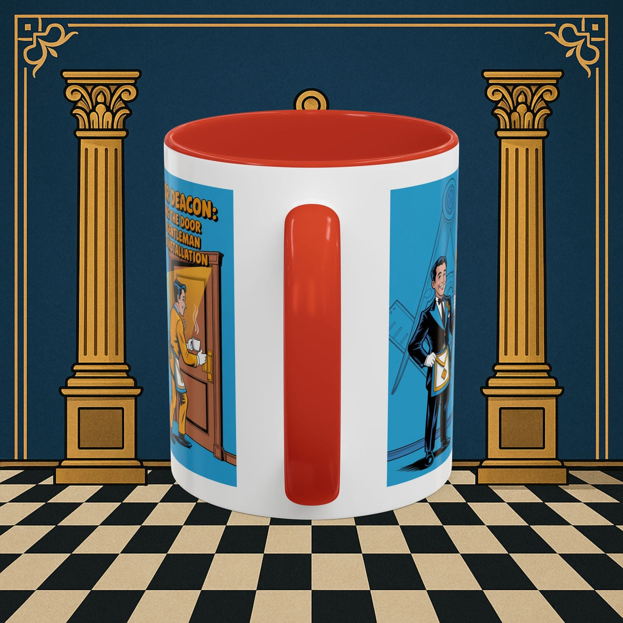 Premium Ready to Go Freemason Design | Masonic Manners: Vintage Cartoon Guide to Junior Deacon Etiquette, Junior Deacon - Masonic Mugs
