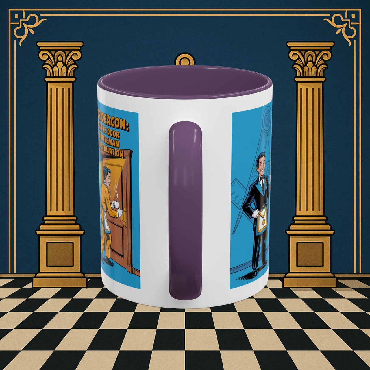 Premium Ready to Go Freemason Design | Masonic Manners: Vintage Cartoon Guide to Junior Deacon Etiquette, Junior Deacon - Masonic Mugs