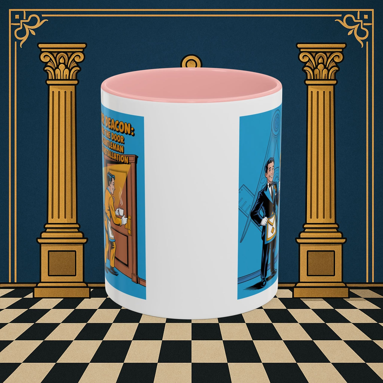 Premium Ready to Go Freemason Design | Masonic Manners: Vintage Cartoon Guide to Junior Deacon Etiquette, Junior Deacon - Masonic Mugs