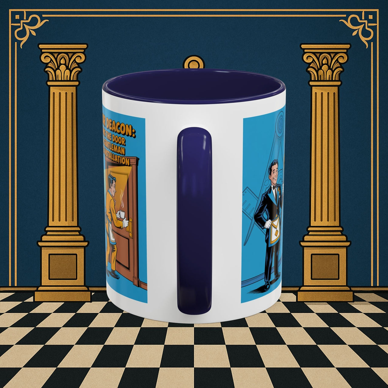 Premium Ready to Go Freemason Design | Masonic Manners: Vintage Cartoon Guide to Junior Deacon Etiquette, Junior Deacon - Masonic Mugs