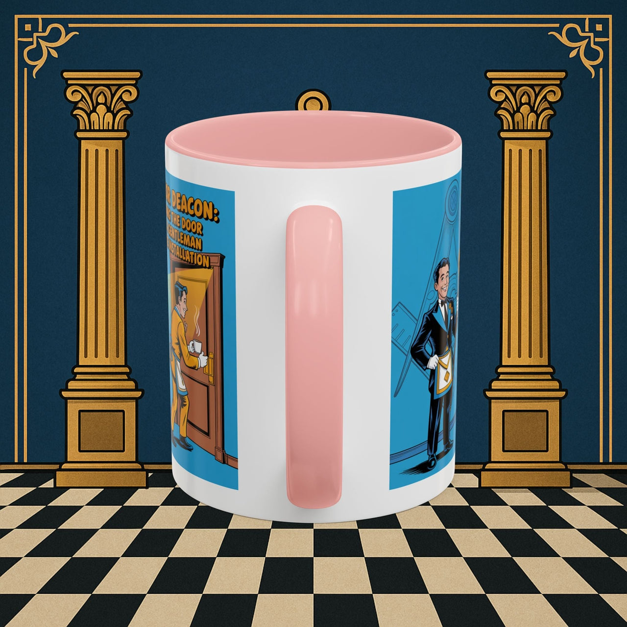 Premium Ready to Go Freemason Design | Masonic Manners: Vintage Cartoon Guide to Junior Deacon Etiquette, Junior Deacon - Masonic Mugs