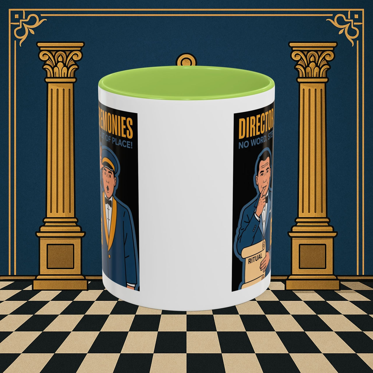 Premium Ready to Go Freemason Design Ready to Go | Accent Coloured 11oz Mug | Ceremonial Protocol | Director of Ceremonies - Masonic Mugs