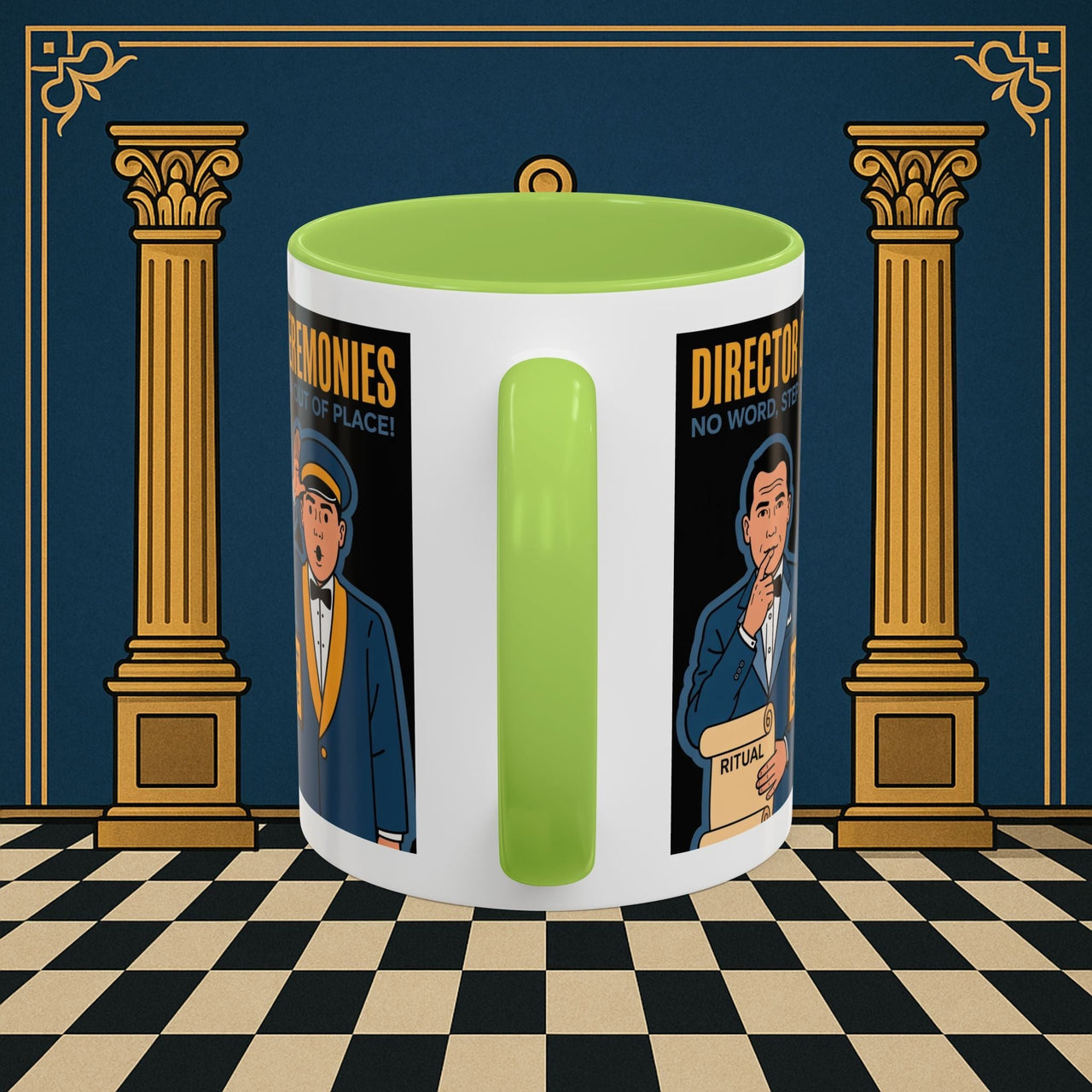 Premium Ready to Go Freemason Design Ready to Go | Accent Coloured 11oz Mug | Ceremonial Protocol | Director of Ceremonies - Masonic Mugs