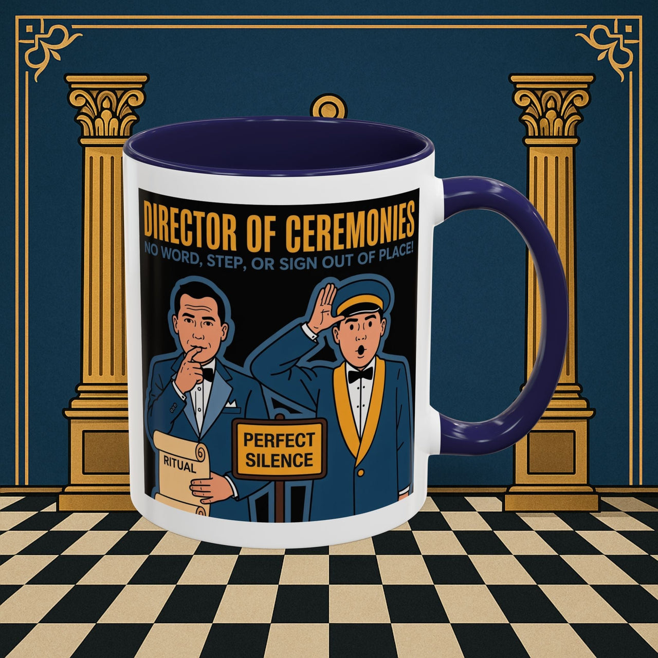 Premium Ready to Go Freemason Design Ready to Go | Accent Coloured 11oz Mug | Ceremonial Protocol | Director of Ceremonies - Masonic Mugs