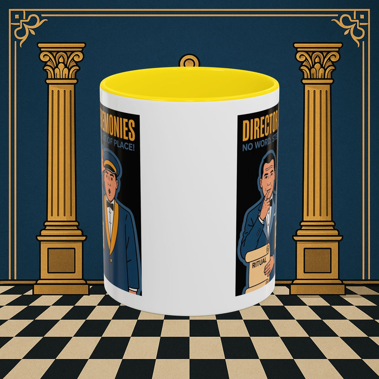 Premium Ready to Go Freemason Design Ready to Go | Accent Coloured 11oz Mug | Ceremonial Protocol | Director of Ceremonies - Masonic Mugs