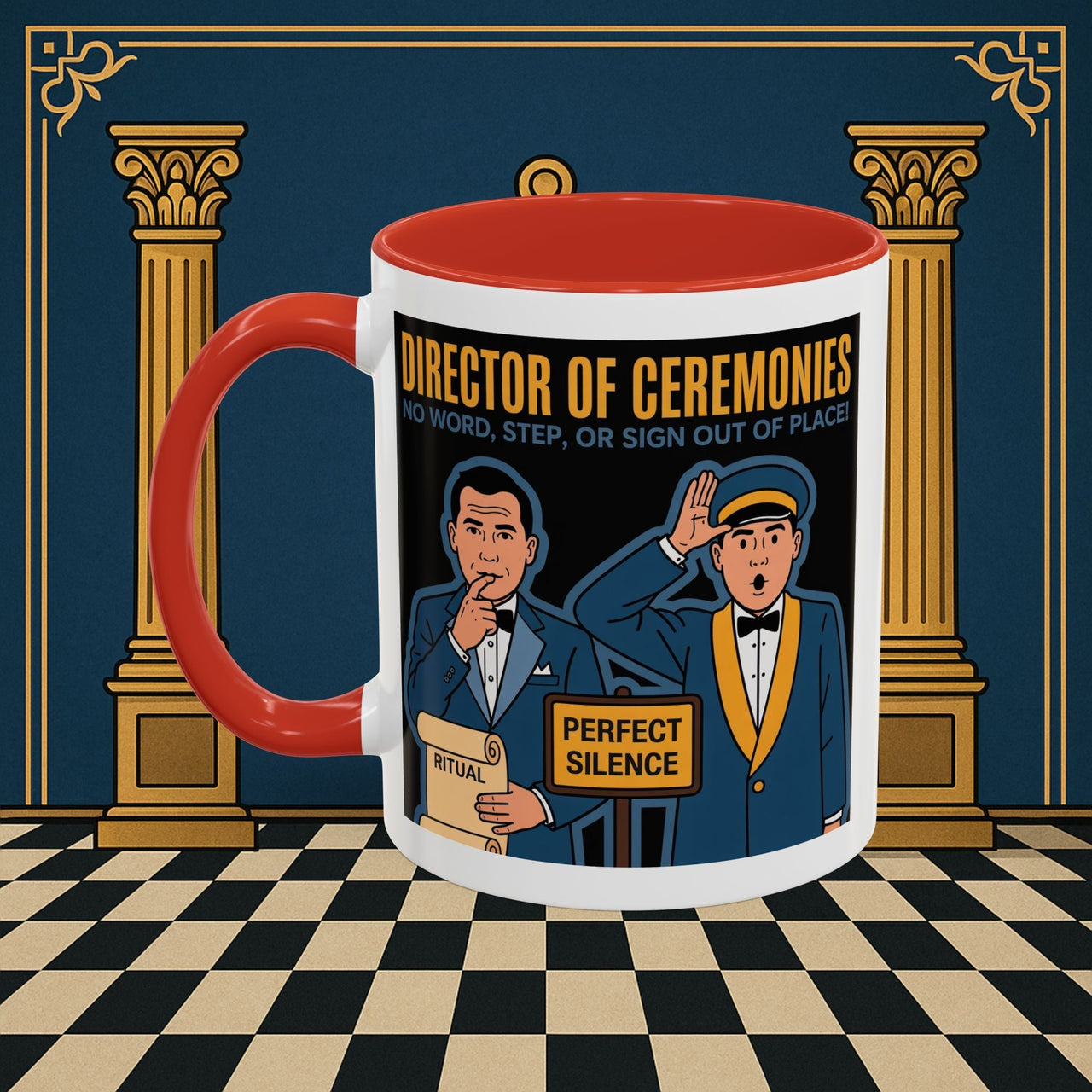 Premium Ready to Go Freemason Design Ready to Go | Accent Coloured 11oz Mug | Ceremonial Protocol | Director of Ceremonies - Masonic Mugs