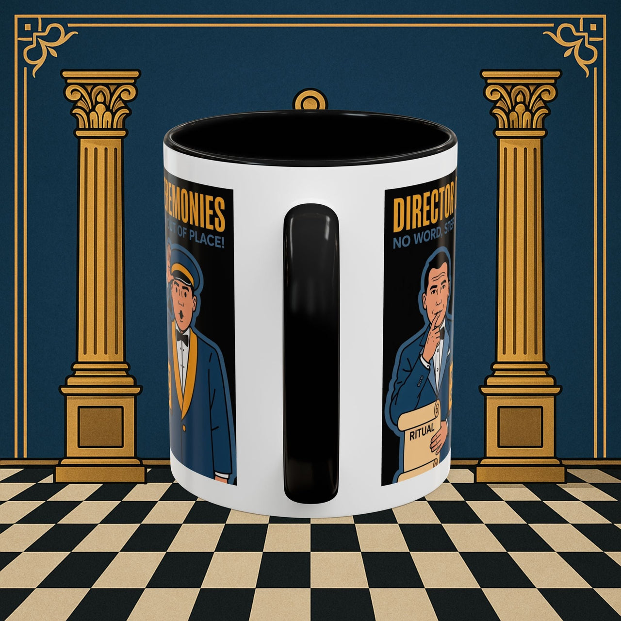 Premium Ready to Go Freemason Design Ready to Go | Accent Coloured 11oz Mug | Ceremonial Protocol | Director of Ceremonies - Masonic Mugs