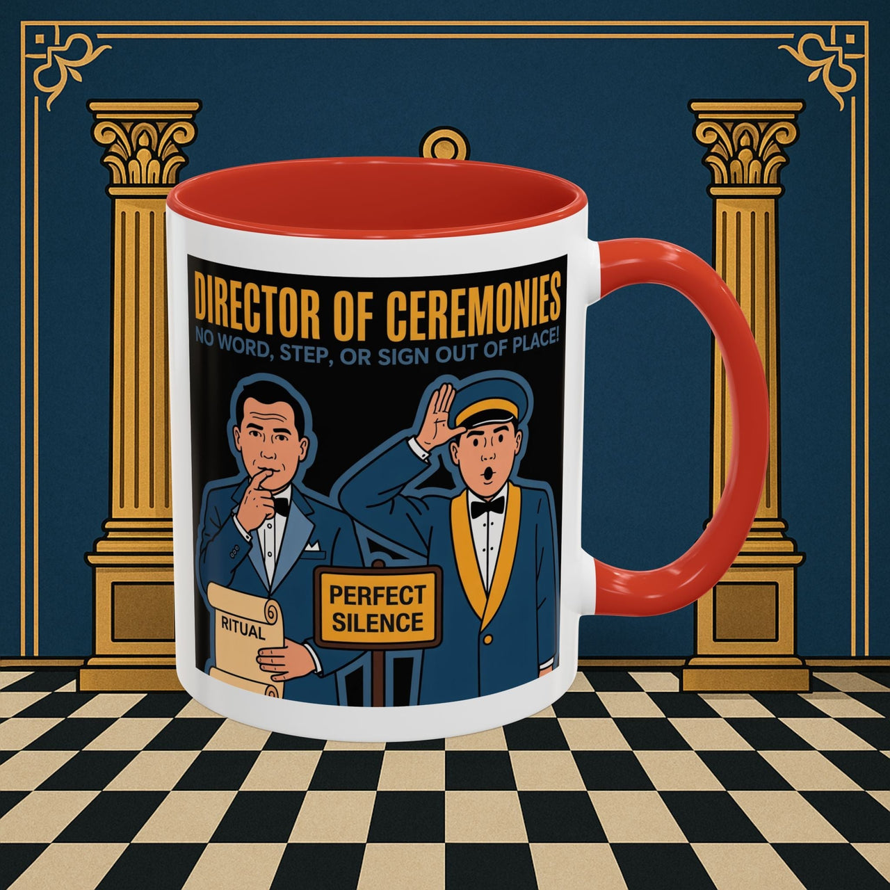 Premium Ready to Go Freemason Design Ready to Go | Accent Coloured 11oz Mug | Ceremonial Protocol | Director of Ceremonies - Masonic Mugs