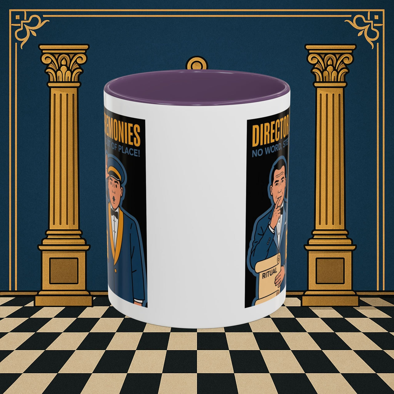 Premium Ready to Go Freemason Design Ready to Go | Accent Coloured 11oz Mug | Ceremonial Protocol | Director of Ceremonies - Masonic Mugs