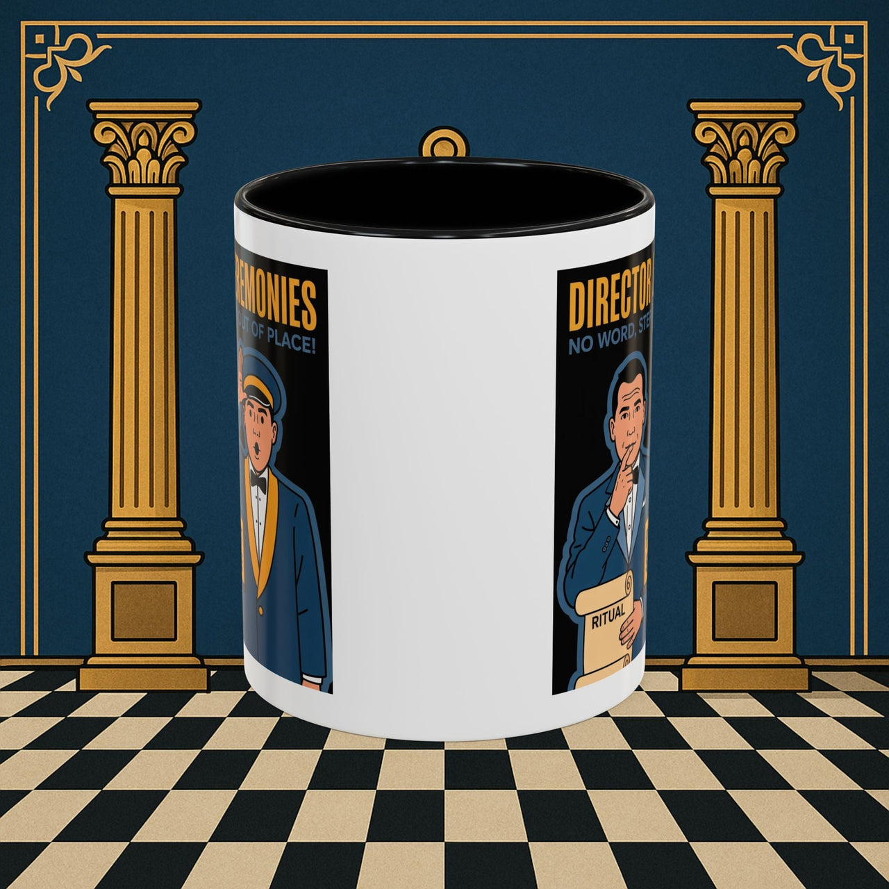 Premium Ready to Go Freemason Design Ready to Go | Accent Coloured 11oz Mug | Ceremonial Protocol | Director of Ceremonies - Masonic Mugs