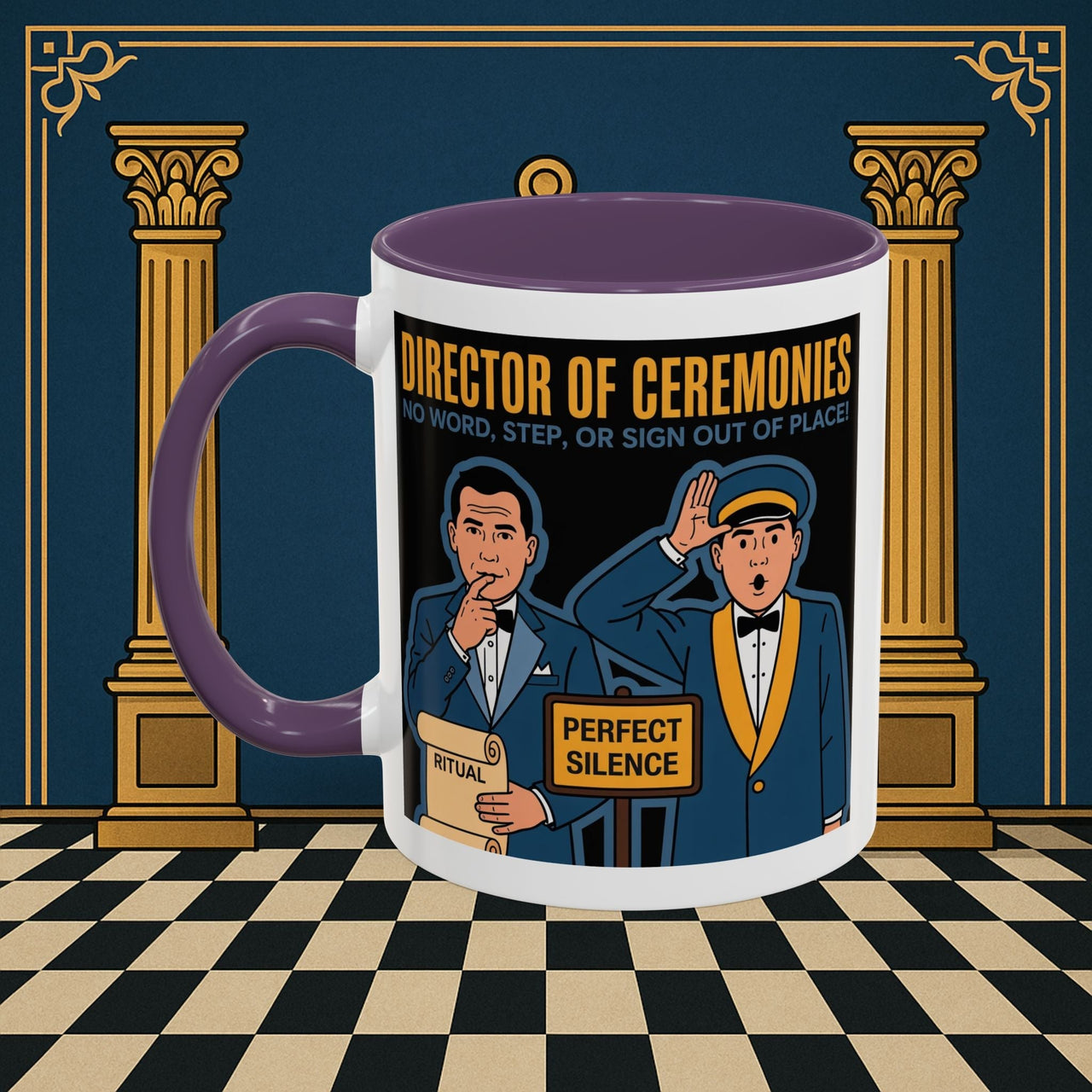 Premium Ready to Go Freemason Design Ready to Go | Accent Coloured 11oz Mug | Ceremonial Protocol | Director of Ceremonies - Masonic Mugs