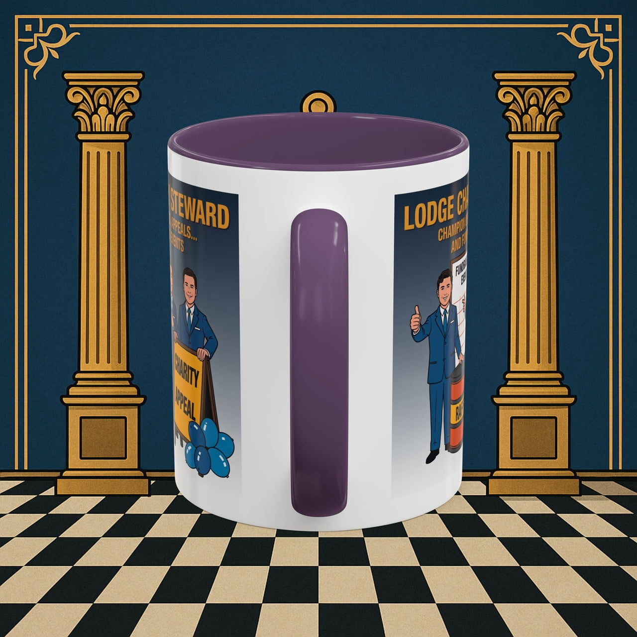 Premium Ready to Go Freemason Design Ready to Go | Accent Coloured 11oz Mug | Charity Champions | Charity Steward - Masonic Mugs