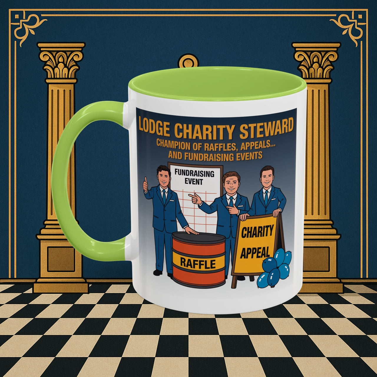 Premium Ready to Go Freemason Design Ready to Go | Accent Coloured 11oz Mug | Charity Champions | Charity Steward - Masonic Mugs
