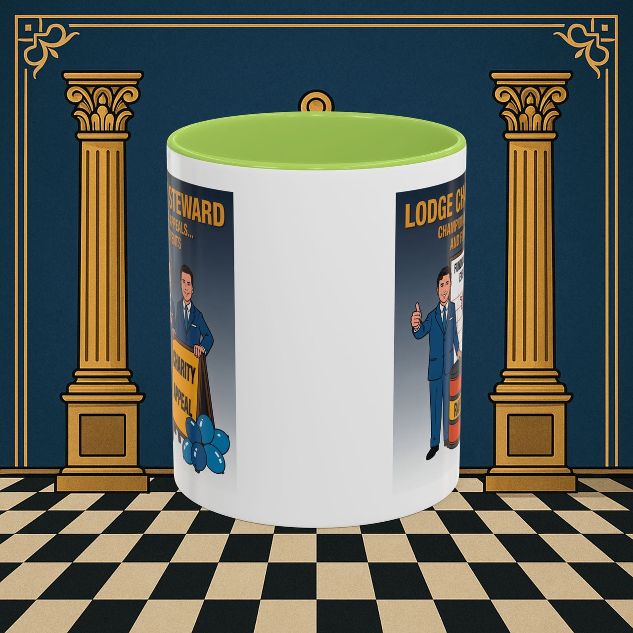 Premium Ready to Go Freemason Design Ready to Go | Accent Coloured 11oz Mug | Charity Champions | Charity Steward - Masonic Mugs