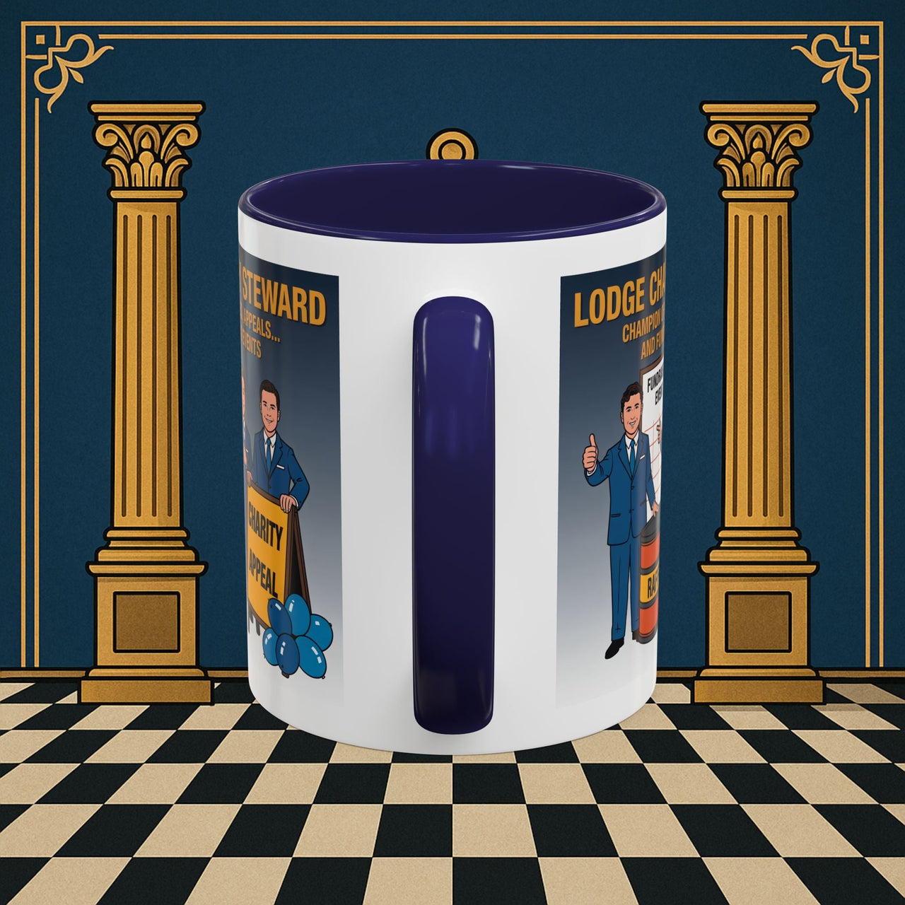 Premium Ready to Go Freemason Design Ready to Go | Accent Coloured 11oz Mug | Charity Champions | Charity Steward - Masonic Mugs
