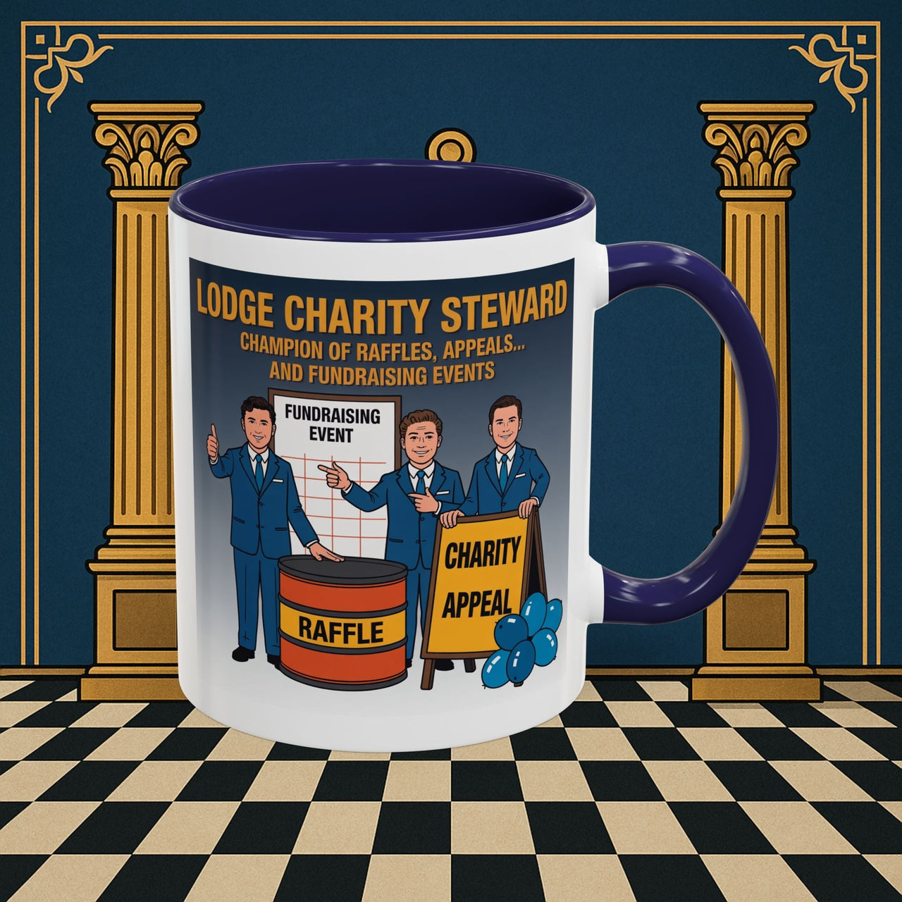 Premium Ready to Go Freemason Design Ready to Go | Accent Coloured 11oz Mug | Charity Champions | Charity Steward - Masonic Mugs