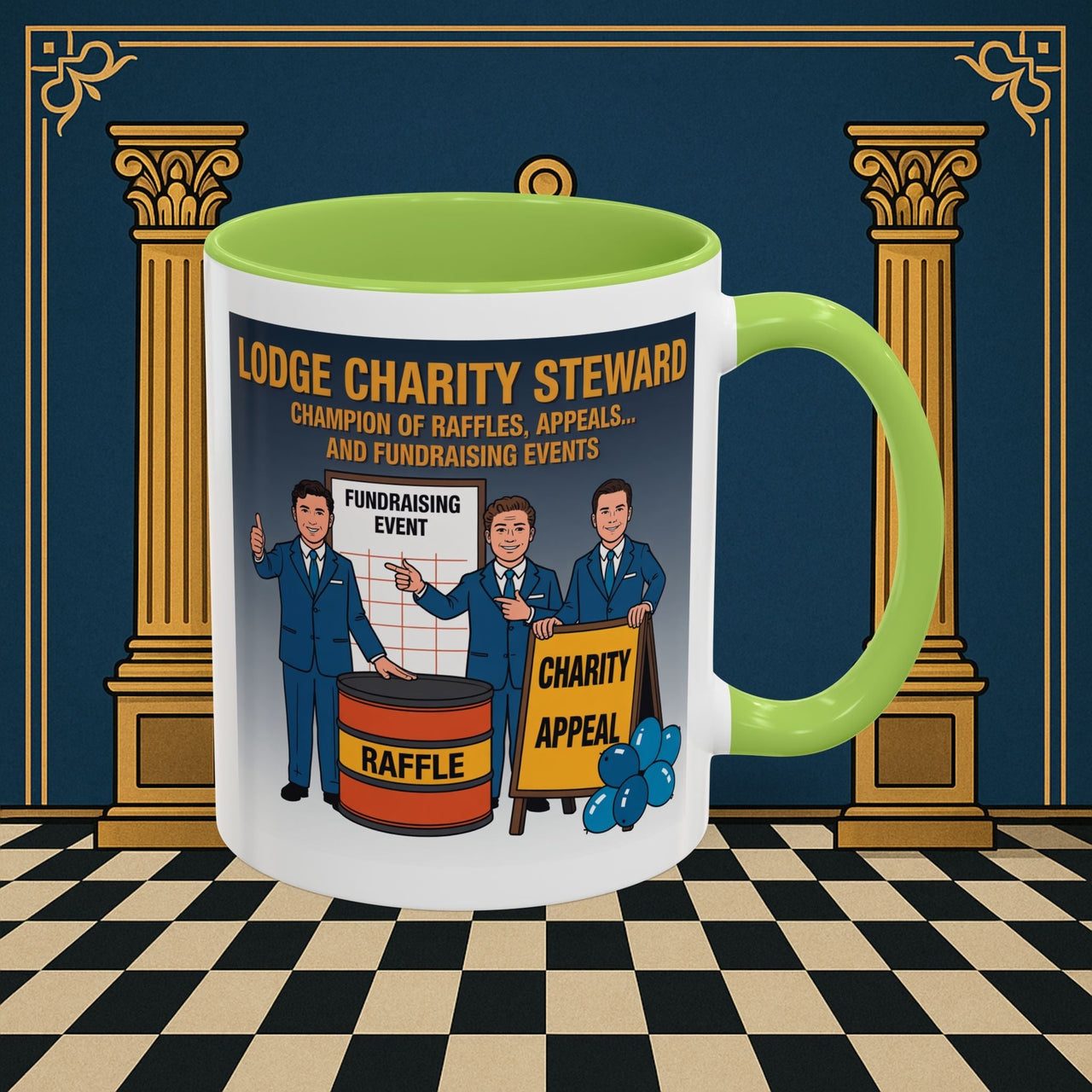 Premium Ready to Go Freemason Design Ready to Go | Accent Coloured 11oz Mug | Charity Champions | Charity Steward - Masonic Mugs