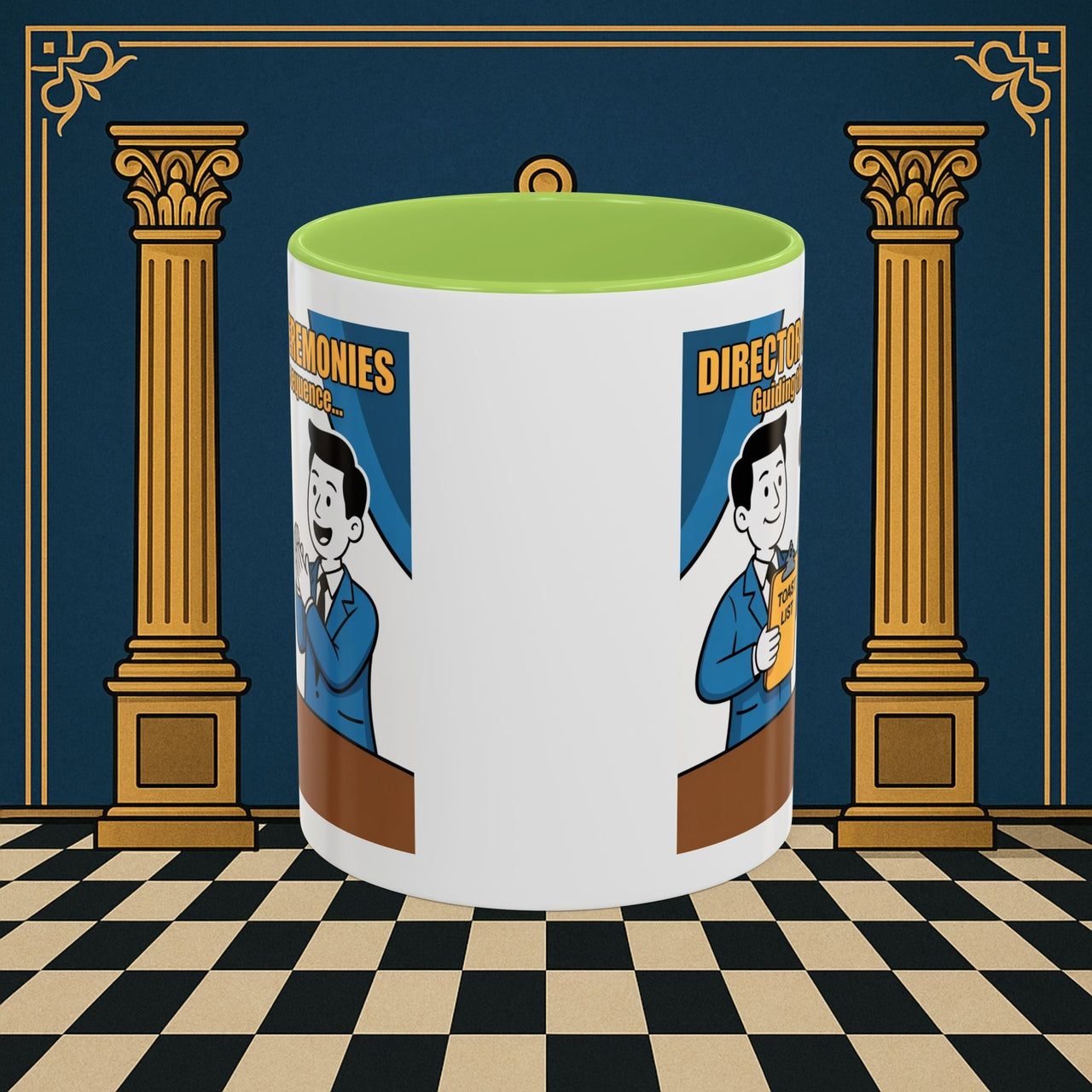 Premium Ready to Go Freemason Design Ready to Go | Accent Coloured 11oz Mug | Toasting Protocol | Director of Ceremonies - Masonic Mugs