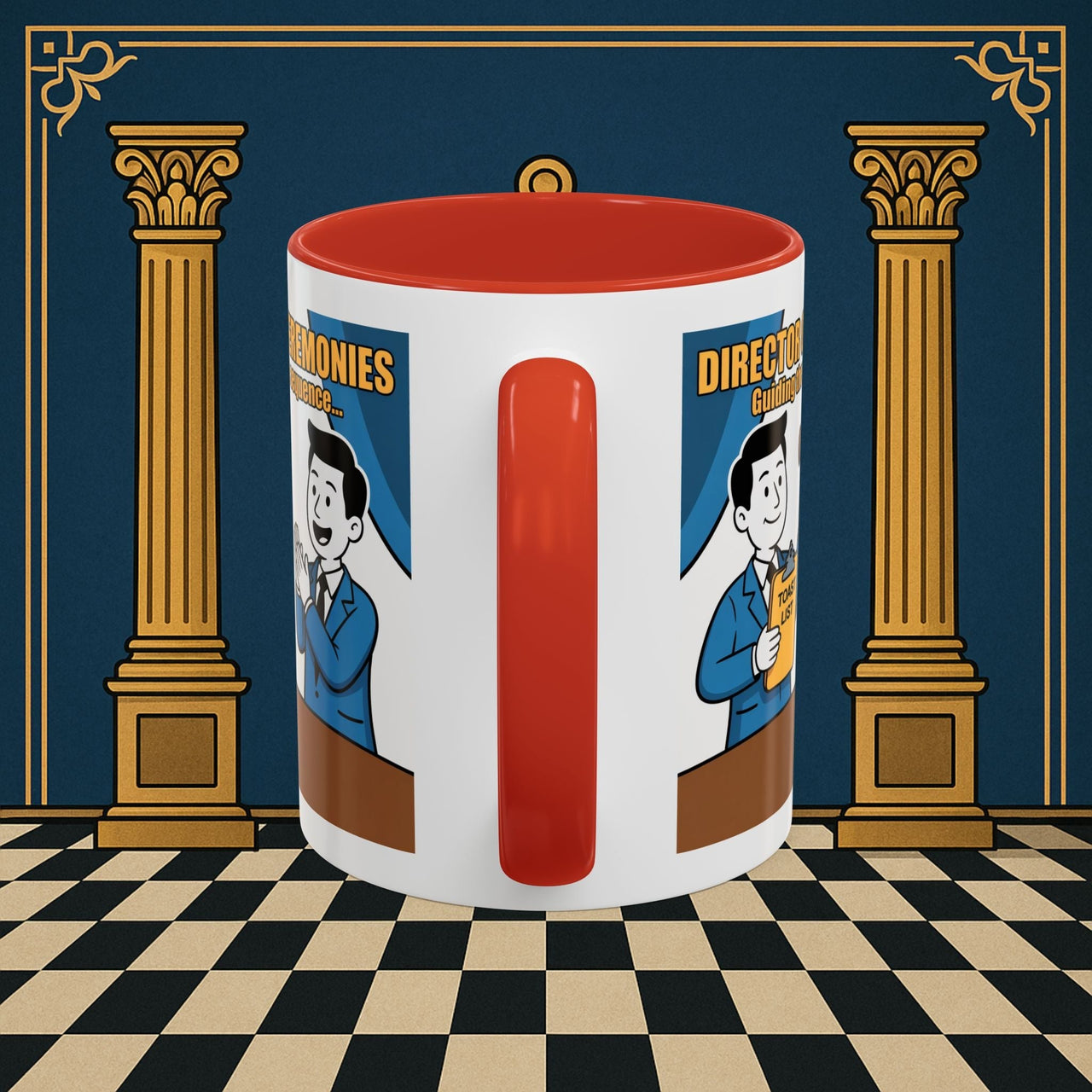 Premium Ready to Go Freemason Design Ready to Go | Accent Coloured 11oz Mug | Toasting Protocol | Director of Ceremonies - Masonic Mugs