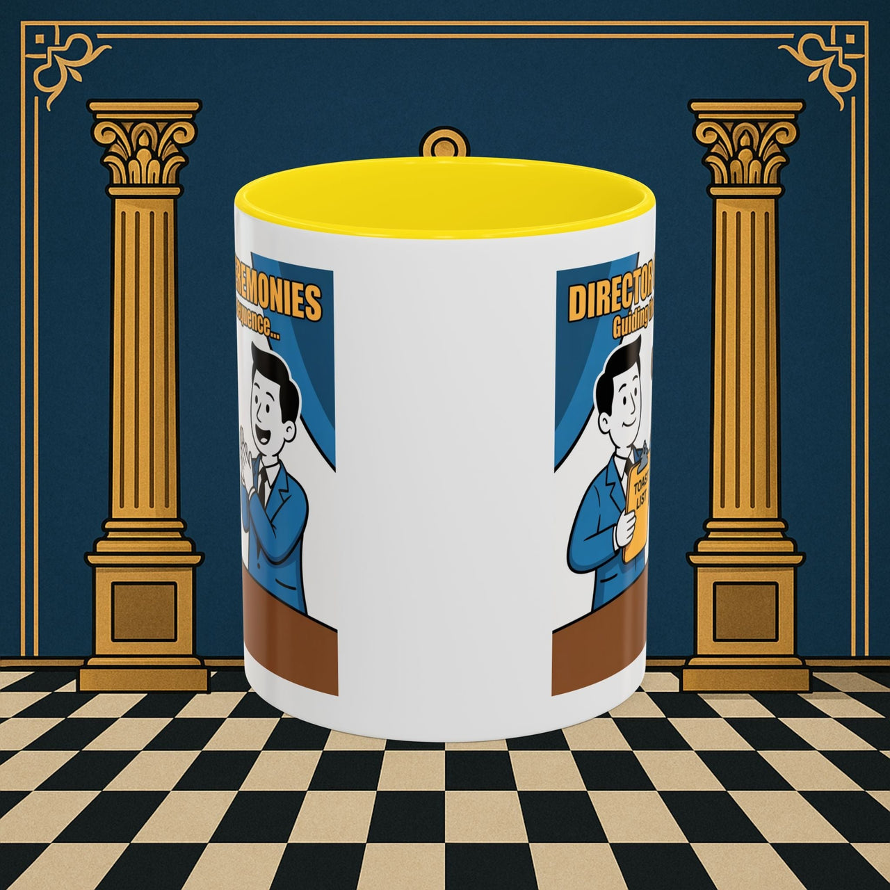 Premium Ready to Go Freemason Design Ready to Go | Accent Coloured 11oz Mug | Toasting Protocol | Director of Ceremonies - Masonic Mugs