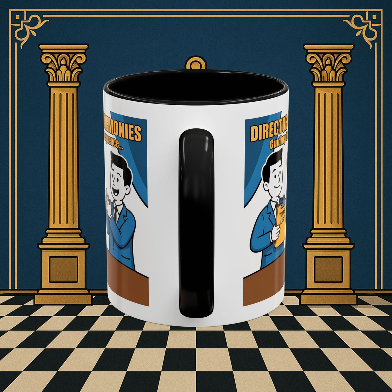 Premium Ready to Go Freemason Design Ready to Go | Accent Coloured 11oz Mug | Toasting Protocol | Director of Ceremonies - Masonic Mugs