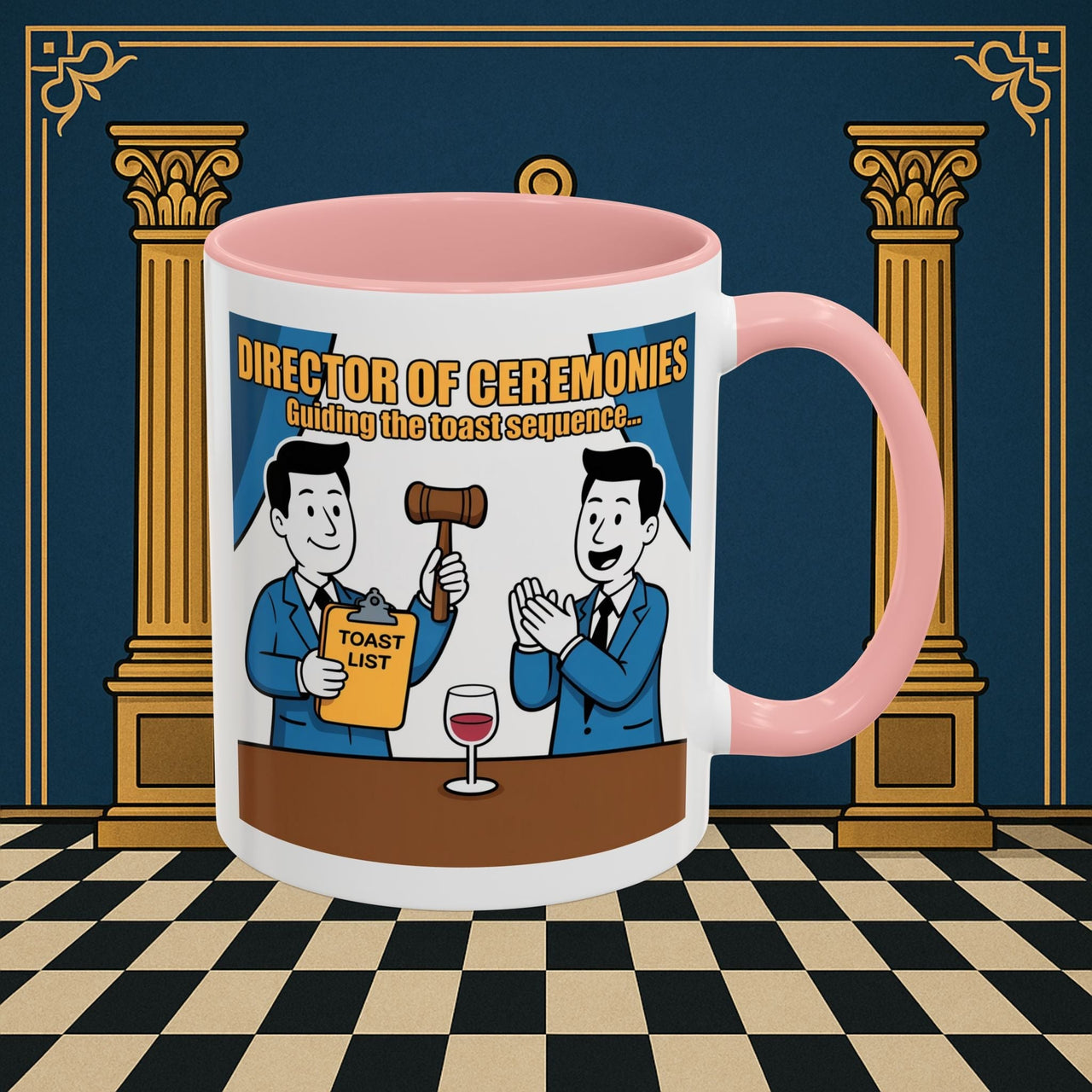 Premium Ready to Go Freemason Design Ready to Go | Accent Coloured 11oz Mug | Toasting Protocol | Director of Ceremonies - Masonic Mugs