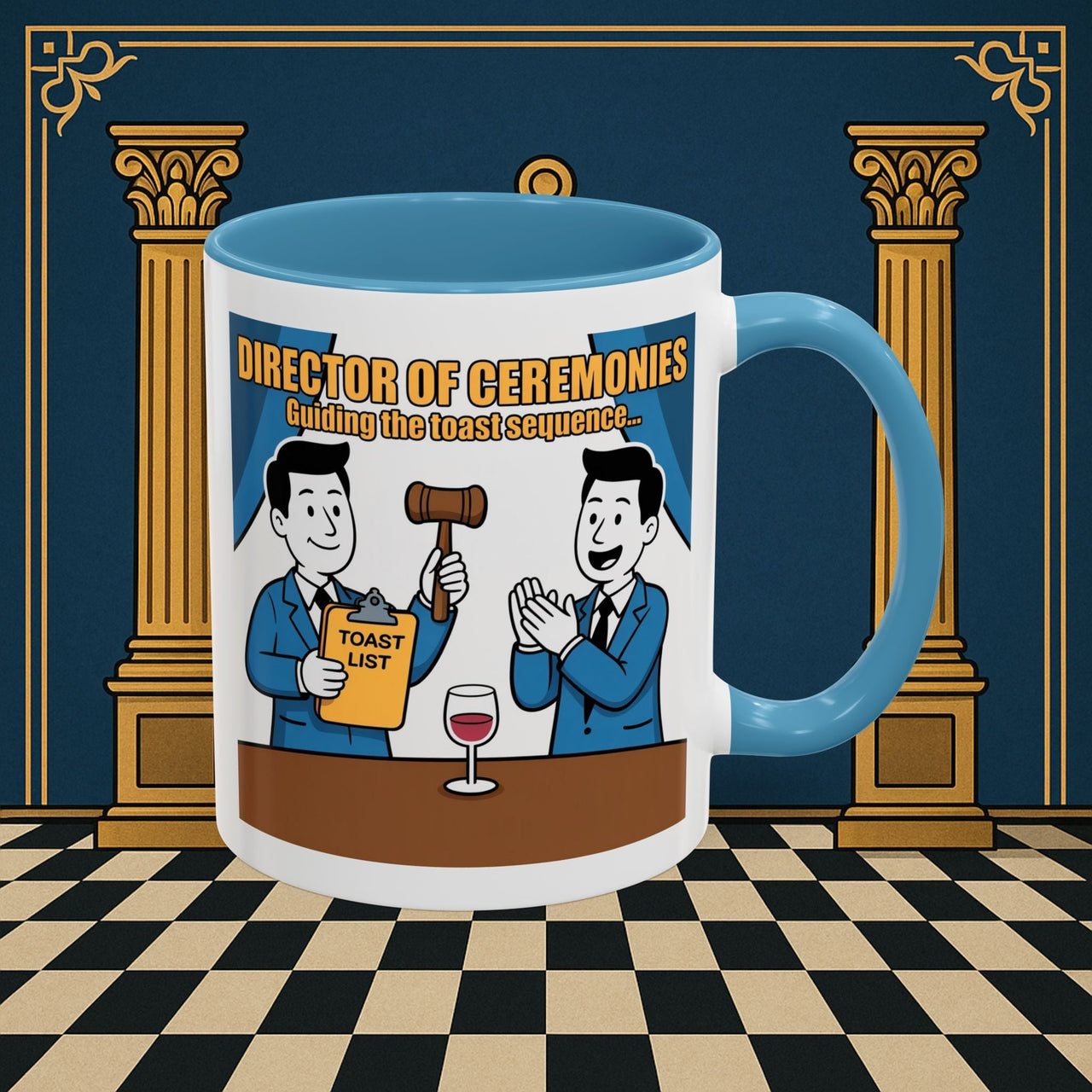 Premium Ready to Go Freemason Design Ready to Go | Accent Coloured 11oz Mug | Toasting Protocol | Director of Ceremonies - Masonic Mugs